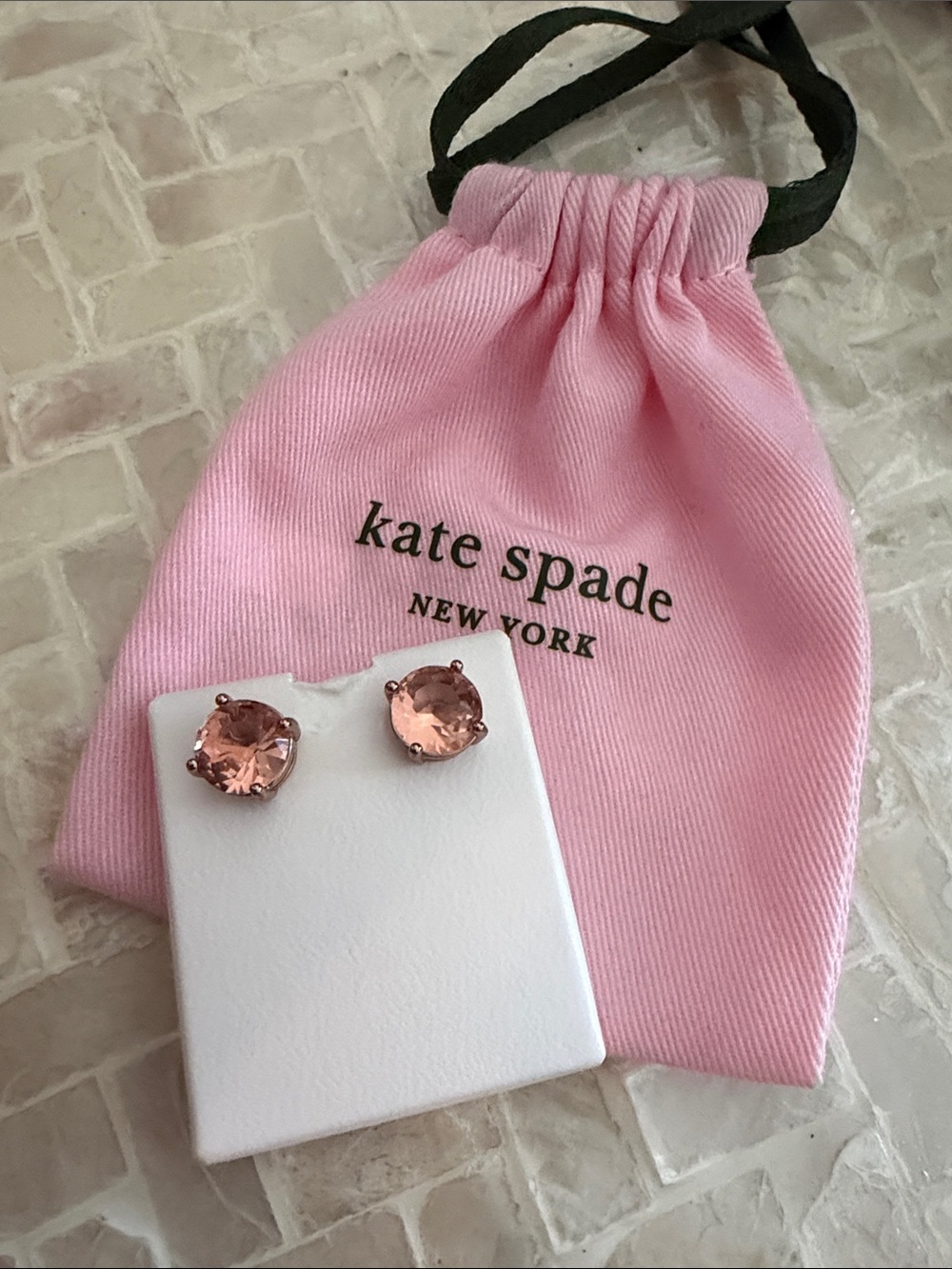 Signature Kate Spade Rose-Pink Crystal Earrings